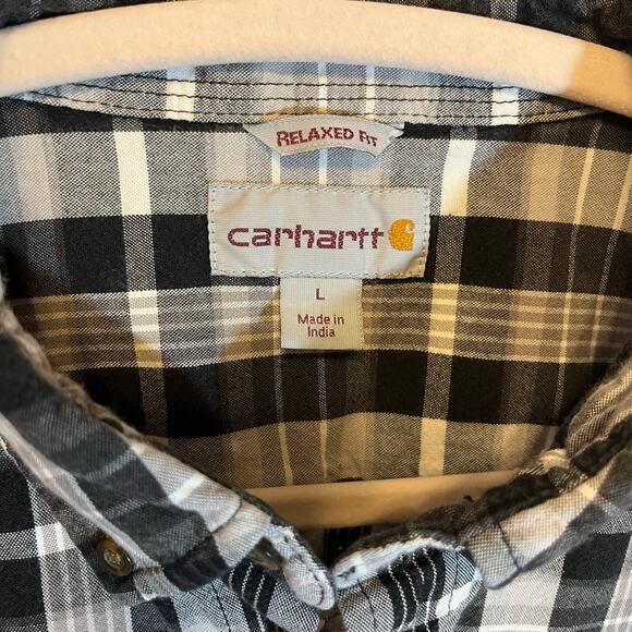 CARHARTT Other - CARHARTT men’s large relaxed fit short sleeves black/white plaid button down